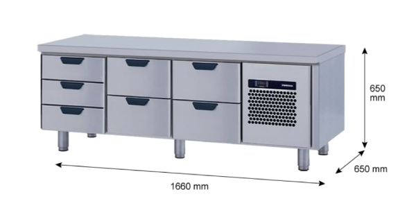 Porkka - Grillkylbänk GNL - Kylaggregat, 3 Moduler - Mått: 1660 x 650 x 650 mm - 101