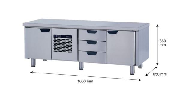 Porkka - Grillkylbänk GNL - Kylaggregat, 3 Moduler - Mått: 1660 x 650 x 650 mm - 31