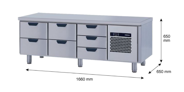 Porkka - Grillkylbänk GNL - Kylaggregat, 3 Moduler - Mått: 1660 x 650 x 650 mm - 93