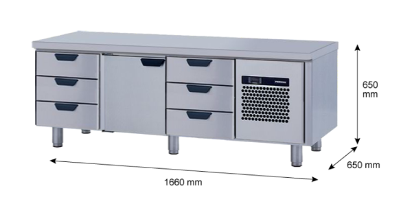 Porkka - Grillkylbänk GNL - Kylaggregat, 3 Moduler - Mått: 1660 x 650 x 650 mm - 99