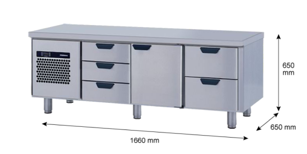 Porkka - Grillkylbänk GNL - Kylaggregat, 3 Moduler - Mått: 1660 x 650 x 650 mm - 17