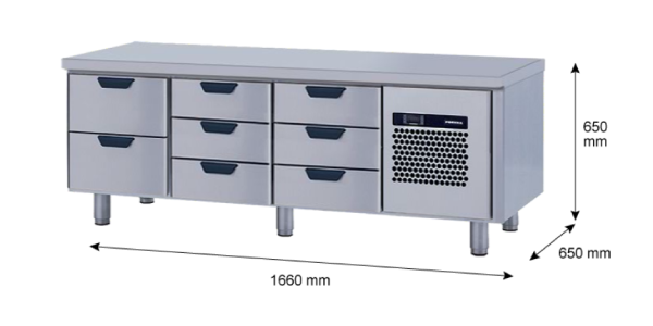 Porkka - Grillkylbänk GNL - Kylaggregat, 3 Moduler - Mått: 1660 x 650 x 650 mm - 96