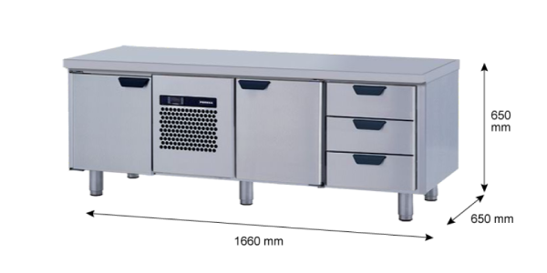 Porkka - Grillkylbänk GNL - Kylaggregat, 3 Moduler - Mått: 1660 x 650 x 650 mm - 27