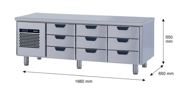Porkka - Grillkylbänk GNL - Kylaggregat, 3 Moduler - Mått: 1660 x 650 x 650 mm - 24