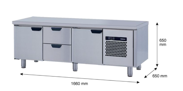 Porkka - Grillkylbänk GNL - Kylaggregat, 3 Moduler - Mått: 1660 x 650 x 650 mm - 82