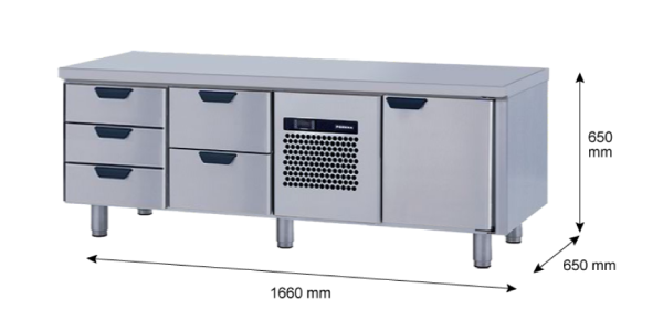 Porkka - Grillkylbänk GNL - Kylaggregat, 3 Moduler - Mått: 1660 x 650 x 650 mm - 73