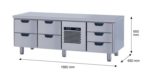 Porkka - Grillkylbänk GNL - Kylaggregat, 3 Moduler - Mått: 1660 x 650 x 650 mm - 66