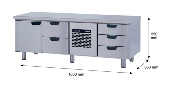 Porkka - Grillkylbänk GNL - Kylaggregat, 3 Moduler - Mått: 1660 x 650 x 650 mm - 57