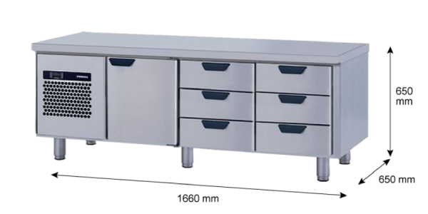 Porkka - Grillkylbänk GNL - Kylaggregat, 3 Moduler - Mått: 1660 x 650 x 650 mm - 9
