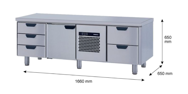 Porkka - Grillkylbänk GNL - Kylaggregat, 3 Moduler - Mått: 1660 x 650 x 650 mm - 71