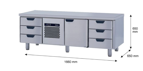 Porkka - Grillkylbänk GNL - Kylaggregat, 3 Moduler - Mått: 1660 x 650 x 650 mm - 45