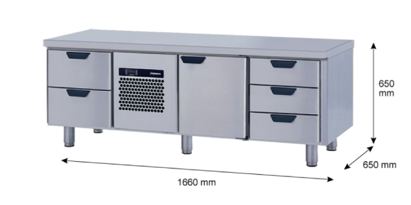 Porkka - Grillkylbänk GNL - Kylaggregat, 3 Moduler - Mått: 1660 x 650 x 650 mm - 36