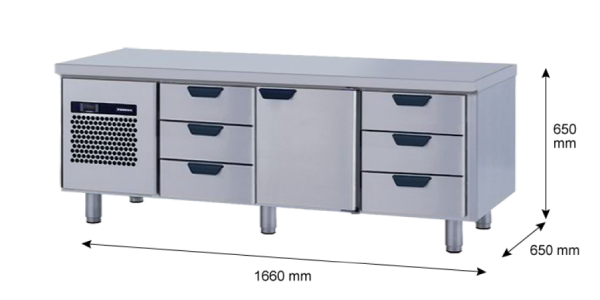Porkka - Grillkylbänk GNL - Kylaggregat, 3 Moduler - Mått: 1660 x 650 x 650 mm - 18