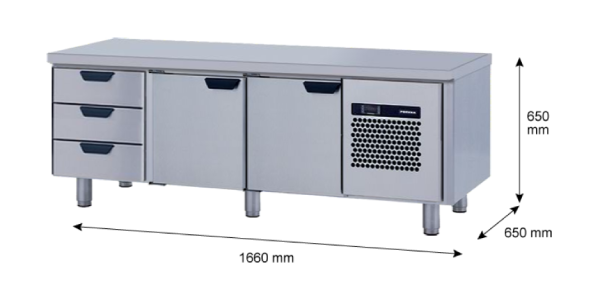 Porkka - Grillkylbänk GNL - Kylaggregat, 3 Moduler - Mått: 1660 x 650 x 650 mm - 97