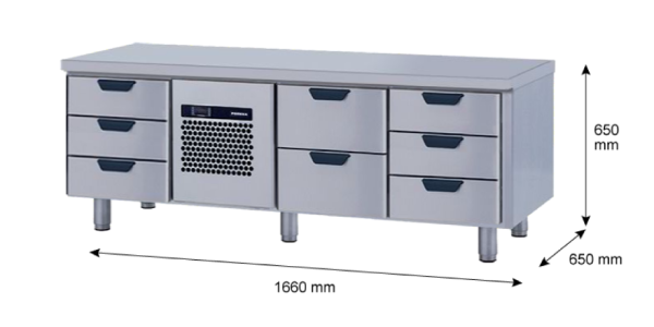 Porkka - Grillkylbänk GNL - Kylaggregat, 3 Moduler - Mått: 1660 x 650 x 650 mm - 48