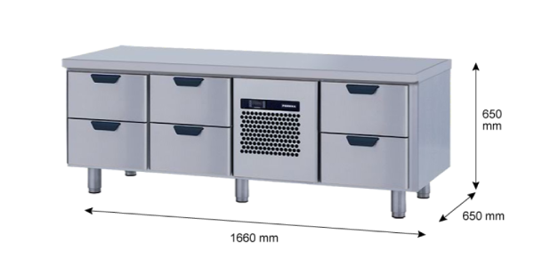 Porkka - Grillkylbänk GNL - Kylaggregat, 3 Moduler - Mått: 1660 x 650 x 650 mm - 65