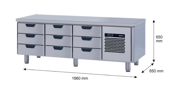 Porkka - Grillkylbänk GNL - Kylaggregat, 3 Moduler - Mått: 1660 x 650 x 650 mm - 105