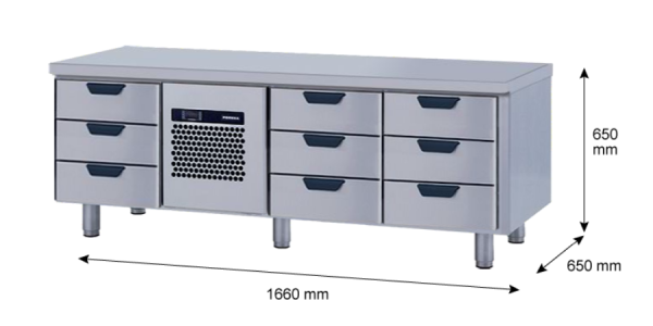 Porkka - Grillkylbänk GNL - Kylaggregat, 3 Moduler - Mått: 1660 x 650 x 650 mm - 51