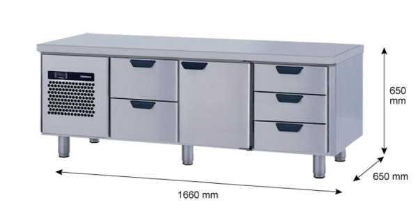 Porkka - Grillkylbänk GNL - Kylaggregat, 3 Moduler - Mått: 1660 x 650 x 650 mm - 12
