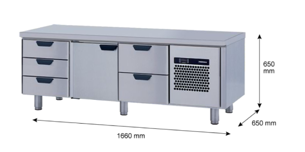 Porkka - Grillkylbänk GNL - Kylaggregat, 3 Moduler - Mått: 1660 x 650 x 650 mm - 98