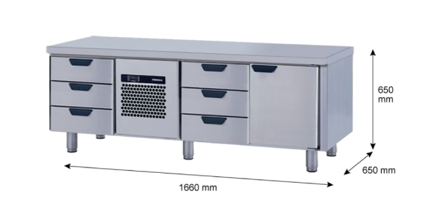 Porkka - Grillkylbänk GNL - Kylaggregat, 3 Moduler - Mått: 1660 x 650 x 650 mm - 49