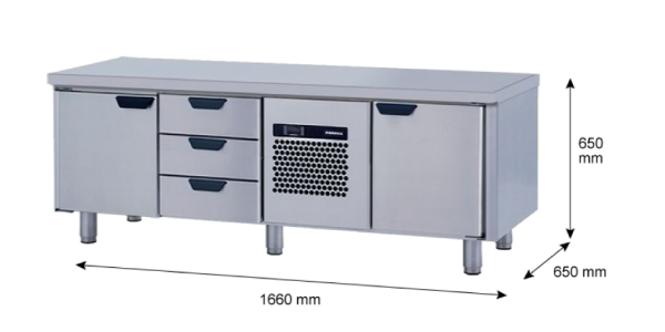 Porkka - Grillkylbänk GNL - Kylaggregat, 3 Moduler - Mått: 1660 x 650 x 650 mm - 58