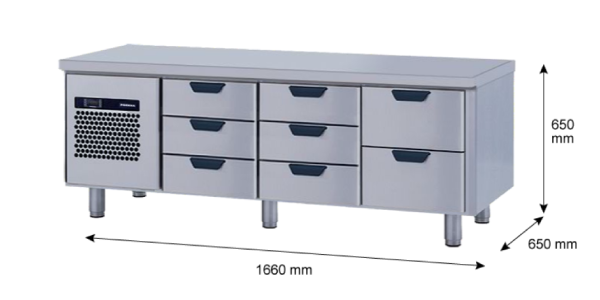 Porkka - Grillkylbänk GNL - Kylaggregat, 3 Moduler - Mått: 1660 x 650 x 650 mm - 23