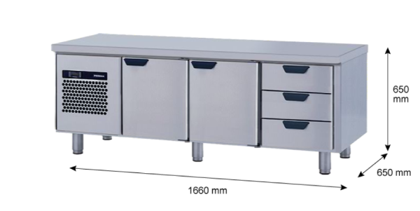 Porkka - Grillkylbänk GNL - Kylaggregat, 3 Moduler - Mått: 1660 x 650 x 650 mm - 3