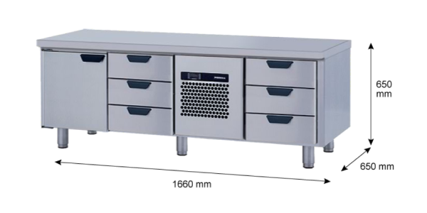 Porkka - Grillkylbänk GNL - Kylaggregat, 3 Moduler - Mått: 1660 x 650 x 650 mm - 60