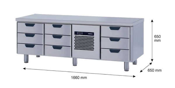 Porkka - Grillkylbänk GNL - Kylaggregat, 3 Moduler - Mått: 1660 x 650 x 650 mm - 78