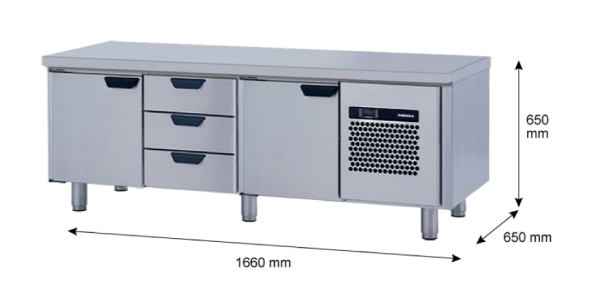 Porkka - Grillkylbänk GNL - Kylaggregat, 3 Moduler - Mått: 1660 x 650 x 650 mm - 85