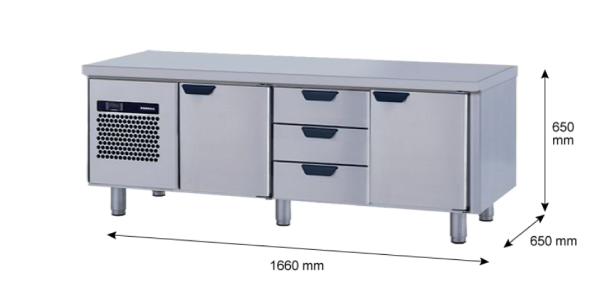 Porkka - Grillkylbänk GNL - Kylaggregat, 3 Moduler - Mått: 1660 x 650 x 650 mm - 7