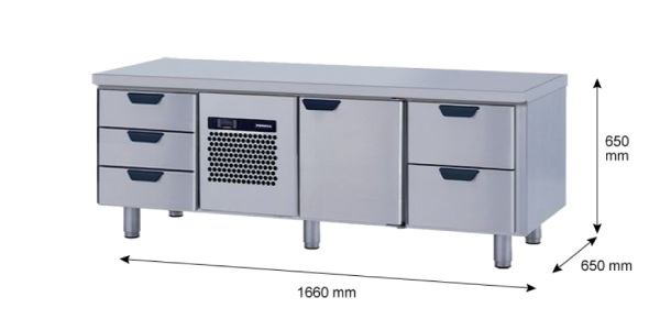 Porkka - Grillkylbänk GNL - Kylaggregat, 3 Moduler - Mått: 1660 x 650 x 650 mm - 44