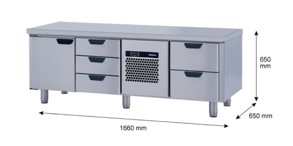 Porkka - Grillkylbänk GNL - Kylaggregat, 3 Moduler - Mått: 1660 x 650 x 650 mm - 59