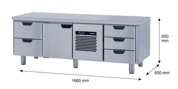 Porkka - Grillkylbänk GNL - Kylaggregat, 3 Moduler - Mått: 1660 x 650 x 650 mm - 63