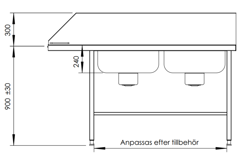 Molins Inmatningsbänk med 2 x DE-55 650mm djup och hög bakkant - 3