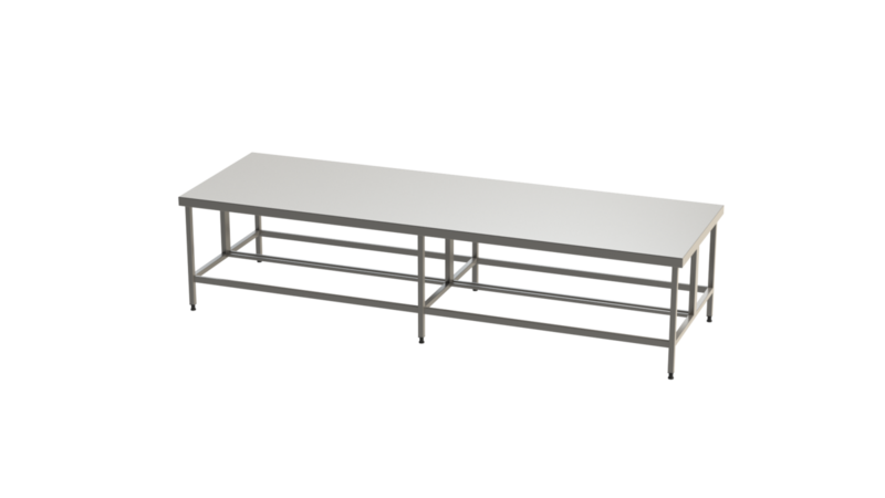 Molins Rostfri dubbelsidig bänk 1230mm djup