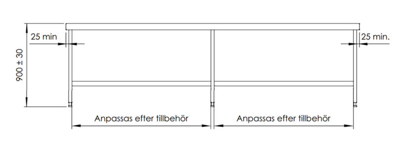 Molins Rostfri dubbelsidig bänk 1230mm djup - 3