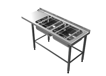 Molins Inmatningsbänk med 2 x DE-55 650mm djup