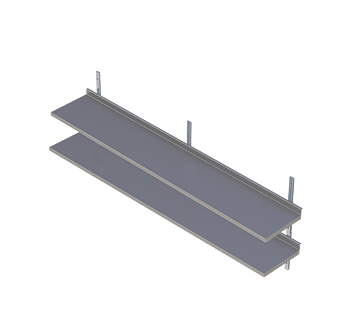 Molins Vägghylla dubbel 300mm djup med aluminium upphängning