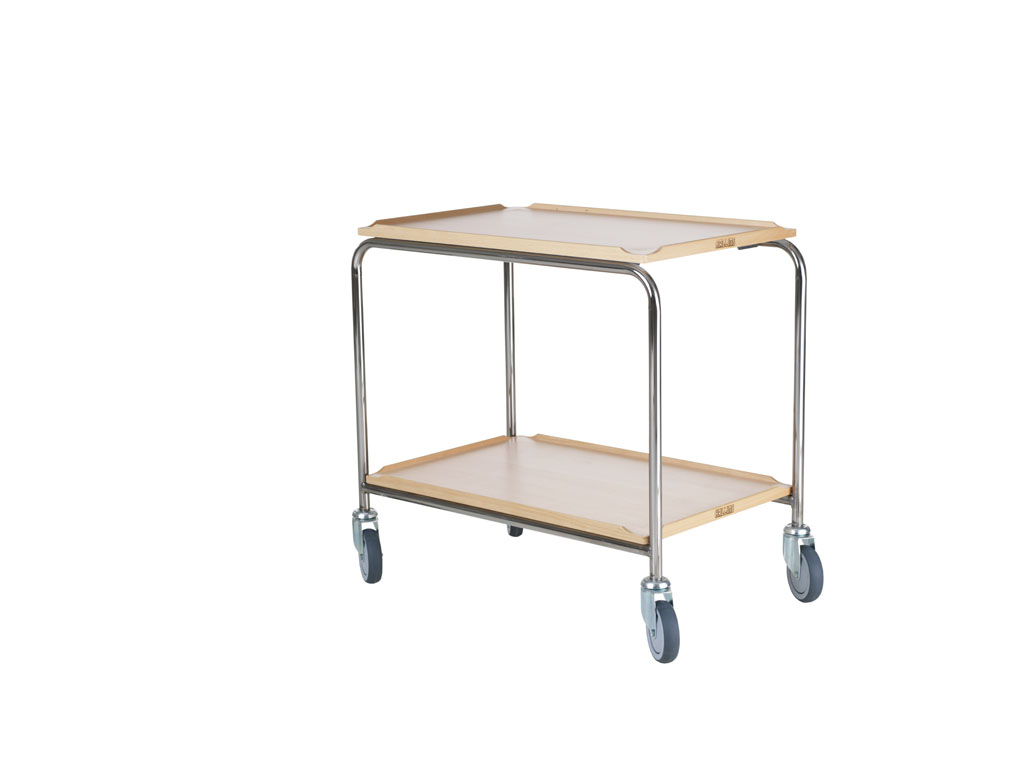 Hallins - Rullbord - Bok - 2 Hyllor - Skivmått 520 x 800 - Höjd 820 mm