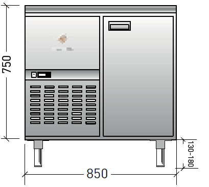 Haglunds - Kylbänk - Slät toppskiva - Inbyggt aggregat - Mått: 850x650x880-920mm