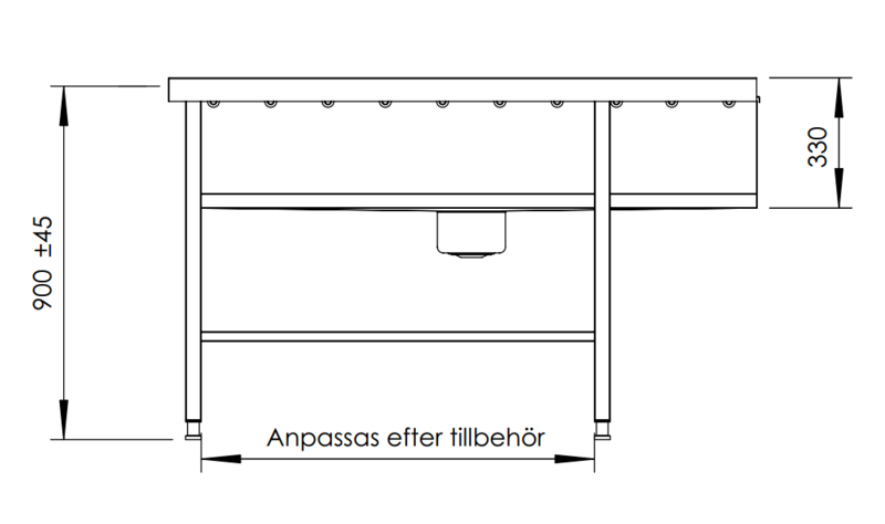 Molins Inmatningsbänk med hel bassäng 600mm djup - 3