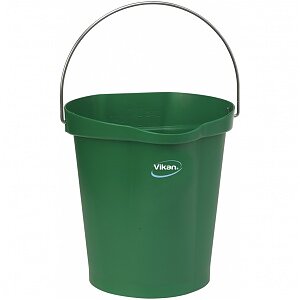 Hink 12 liter, rostfritt handtag, gradering, grön