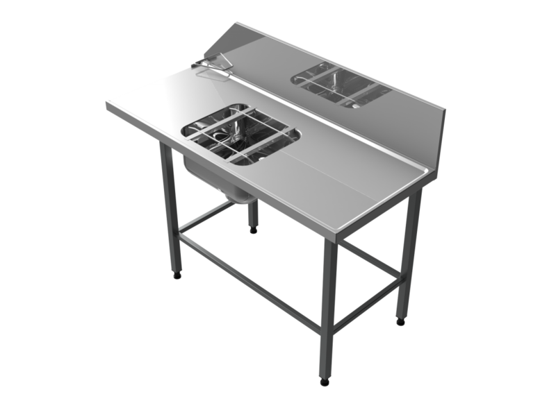 Molins Inmatningsbänk med DE-45 650mm djup och hög bakkant
