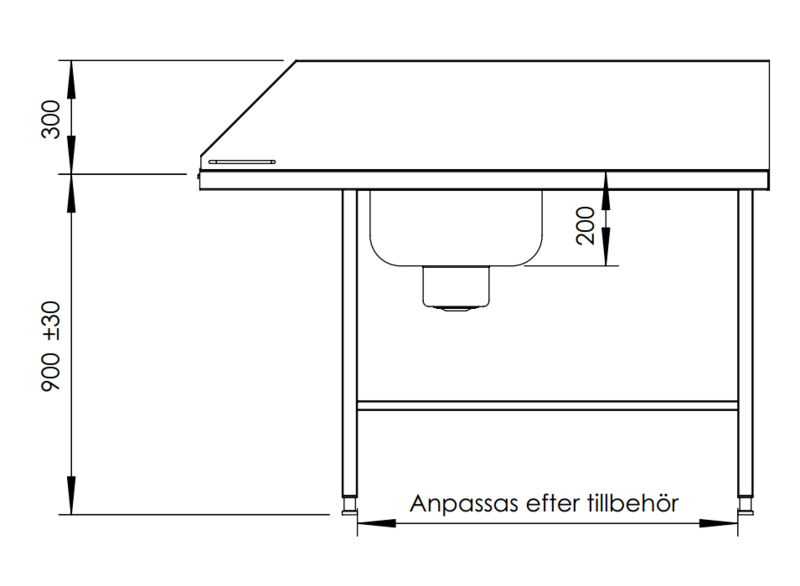 Molins Inmatningsbänk med DE-45 650mm djup och hög bakkant - 3