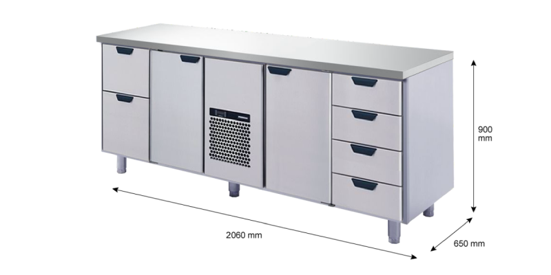 Porkka - Kylbänk GNH - Kylaggregat, 4 Moduler - Mått: 2060 x 650 x 900 mm - 68