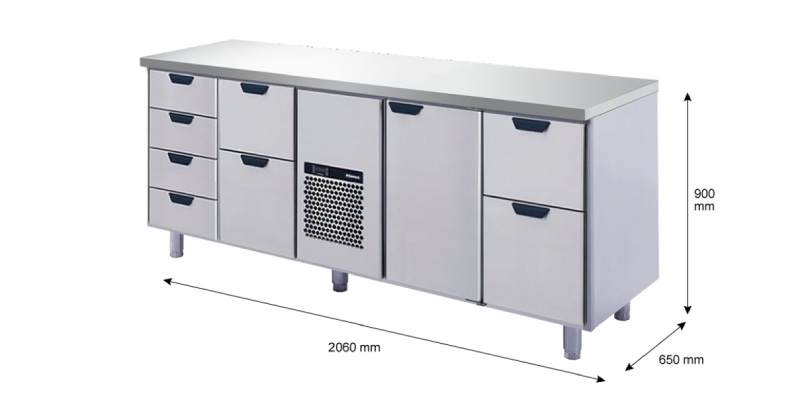Porkka - Kylbänk GNH - Kylaggregat, 4 Moduler - Mått: 2060 x 650 x 900 mm - 210
