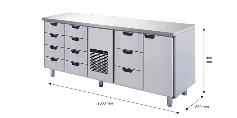 Porkka - Kylbänk GNH - Kylaggregat, 4 Moduler - Mått: 2060 x 650 x 900 mm - 249