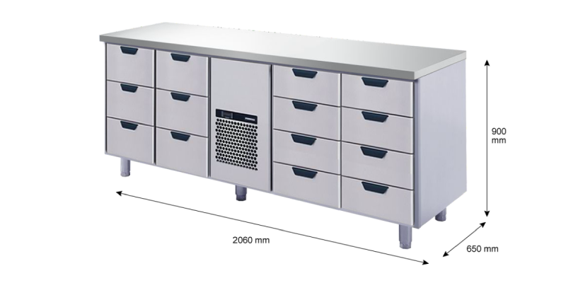 Porkka - Kylbänk GNH - Kylaggregat, 4 Moduler - Mått: 2060 x 650 x 900 mm - 176